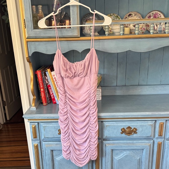 White Fox Boutique Dresses & Skirts - Ruched Bodycon Spaghetti Strap Dress in Light Mauve